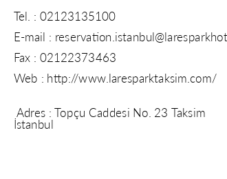 Lares Park Hotel Taksim iletiim bilgileri